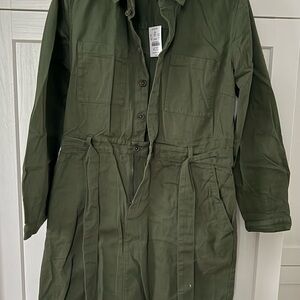 J. Crew Khaki Green Button-Up Dress